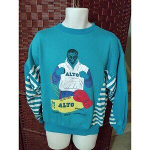 Vintage 80s Graphic Sweatshirt Boxing Sports Boxer Adult XL Retro 90s